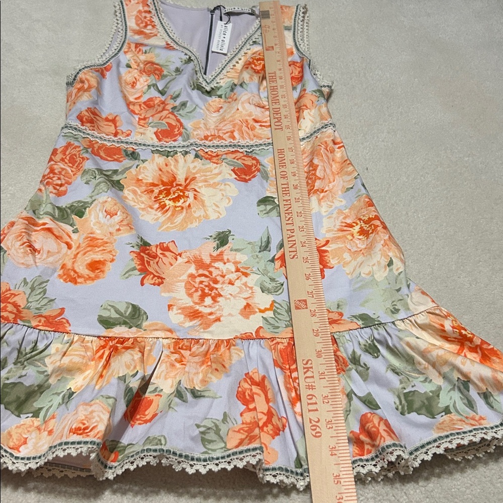 Alice+Olivia Garden Dusty Orchids Cotton Dress size 10 NWT - Picture 6 of 10